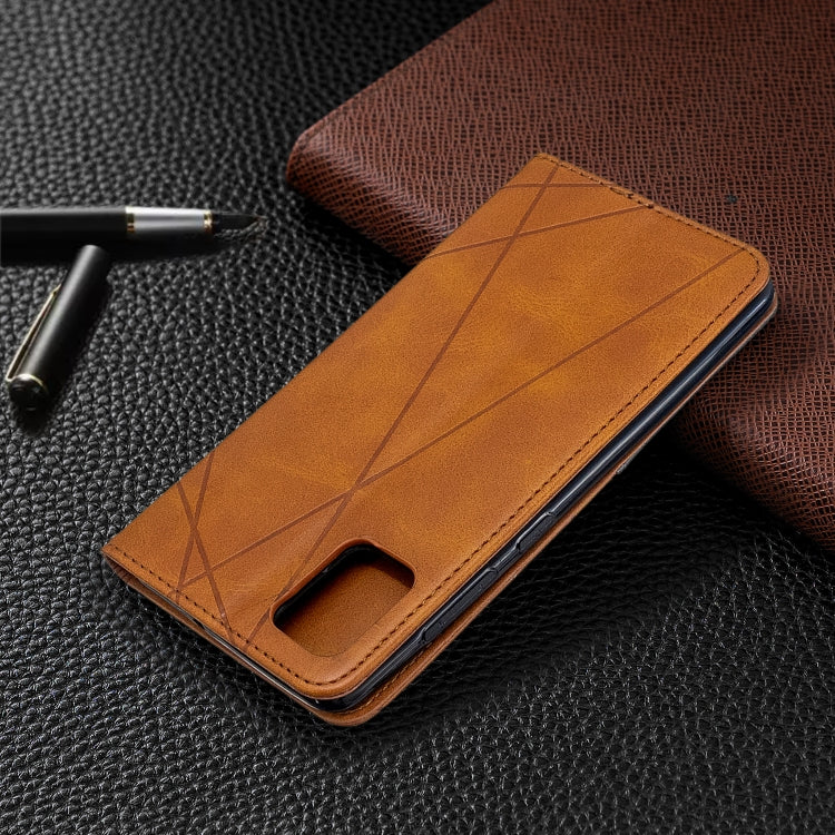 For Galaxy A51 Rhombus Texture Horizontal Flip Magnetic Leather Case with Holder & Card Slots