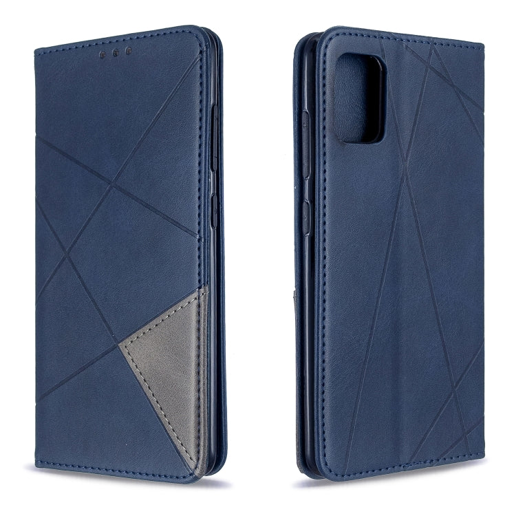 For Galaxy A51 Rhombus Texture Horizontal Flip Magnetic Leather Case with Holder & Card Slots
