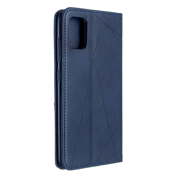 For Galaxy A51 Rhombus Texture Horizontal Flip Magnetic Leather Case with Holder & Card Slots