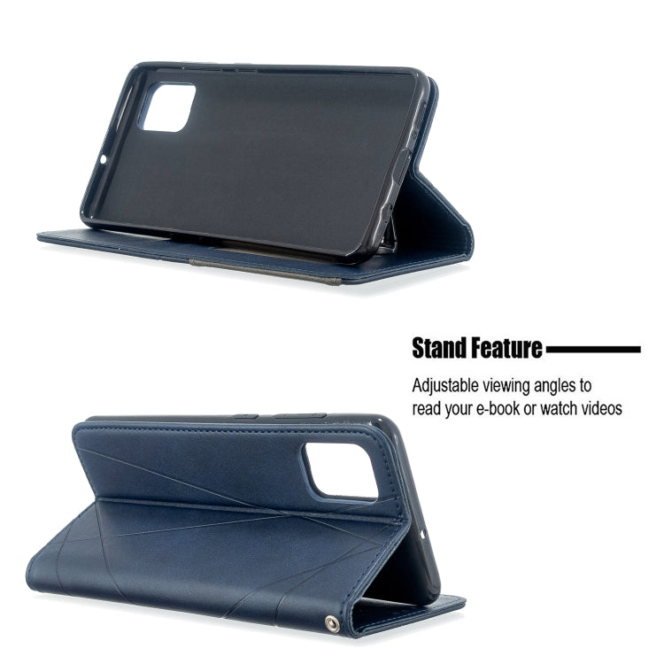 For Galaxy A51 Rhombus Texture Horizontal Flip Magnetic Leather Case with Holder & Card Slots