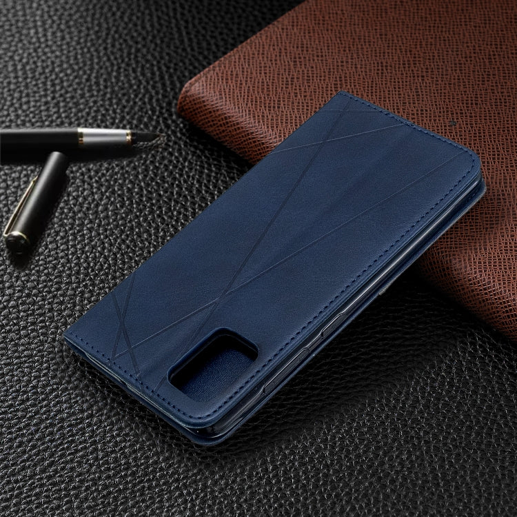 For Galaxy A51 Rhombus Texture Horizontal Flip Magnetic Leather Case with Holder & Card Slots