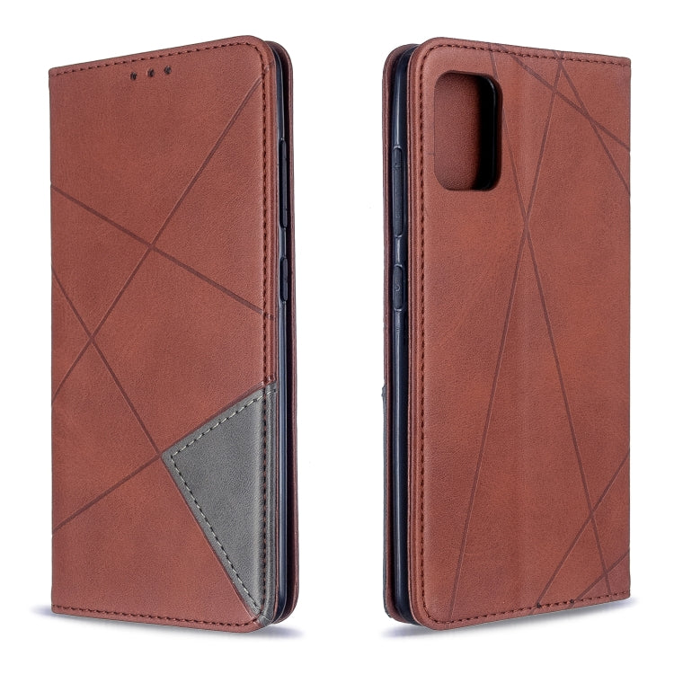 For Galaxy A51 Rhombus Texture Horizontal Flip Magnetic Leather Case with Holder & Card Slots