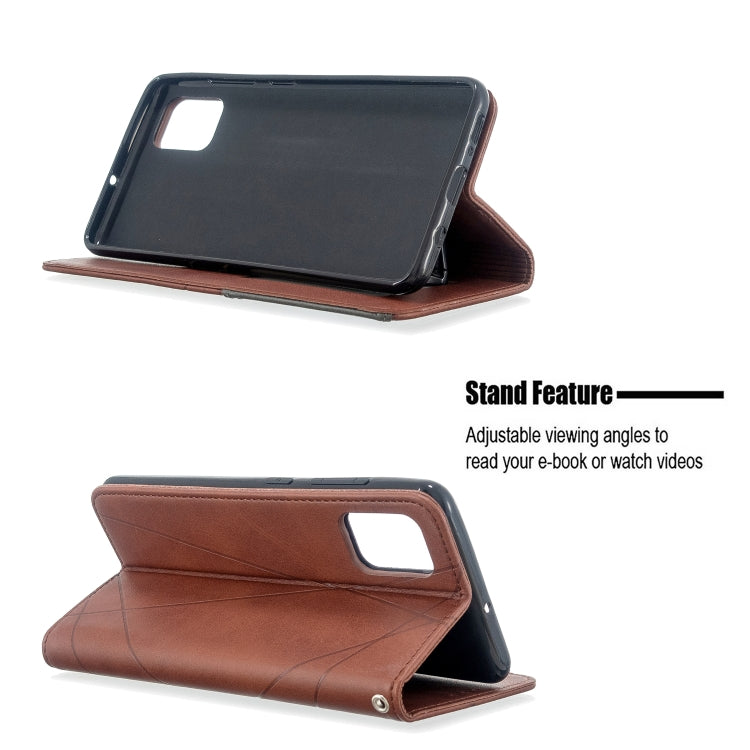For Galaxy A51 Rhombus Texture Horizontal Flip Magnetic Leather Case with Holder & Card Slots