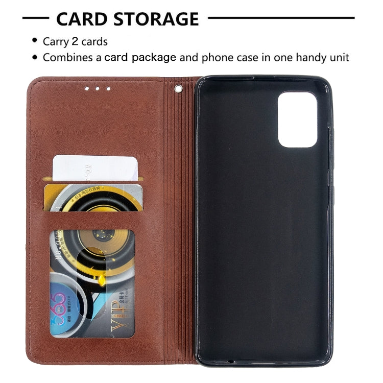 For Galaxy A51 Rhombus Texture Horizontal Flip Magnetic Leather Case with Holder & Card Slots