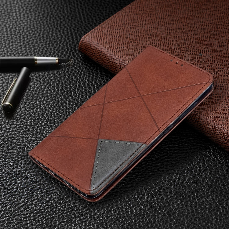 For Galaxy A51 Rhombus Texture Horizontal Flip Magnetic Leather Case with Holder & Card Slots