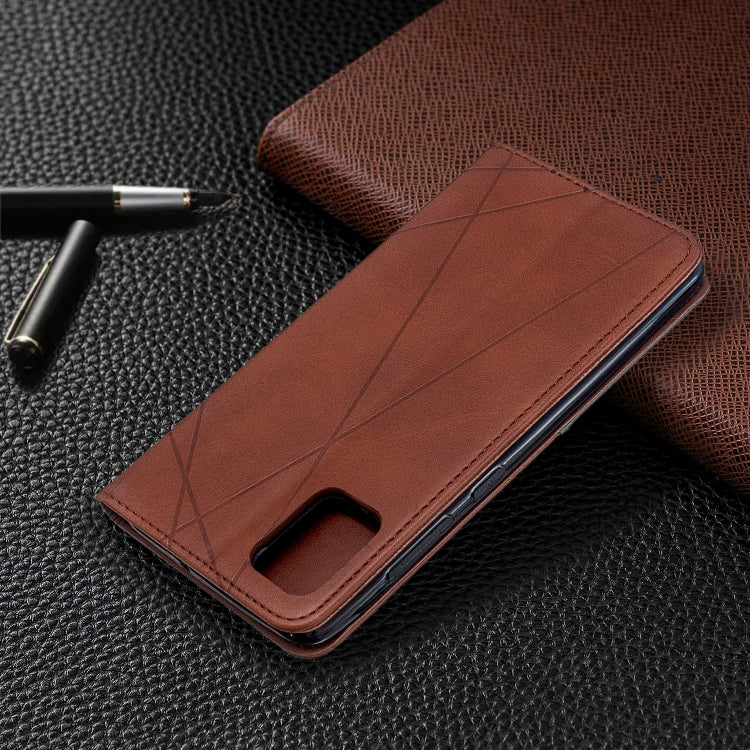 For Galaxy A51 Rhombus Texture Horizontal Flip Magnetic Leather Case with Holder & Card Slots