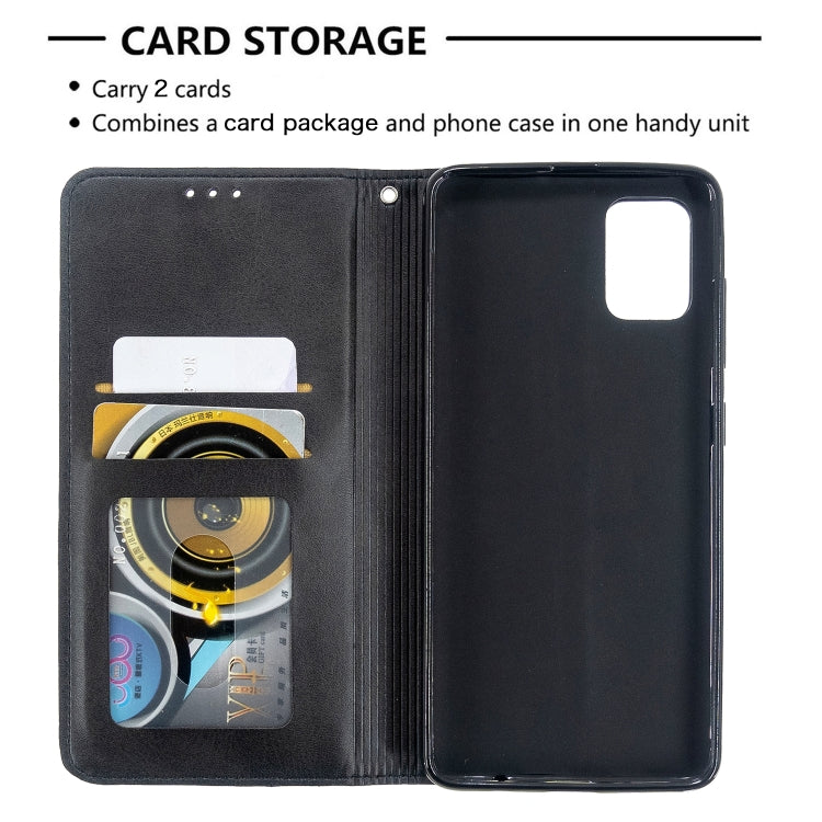 For Galaxy A51 Rhombus Texture Horizontal Flip Magnetic Leather Case with Holder & Card Slots