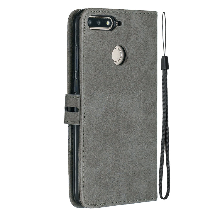 For Huawei Honor 7A Y6 2018 / Stitching Style 2-Color Cow Texture Horizontal Flip PU Leather Case with Holder & Card Slot & Lanyard