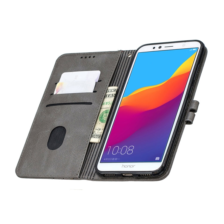 For Huawei Honor 7A Y6 2018 / Stitching Style 2-Color Cow Texture Horizontal Flip PU Leather Case with Holder & Card Slot & Lanyard