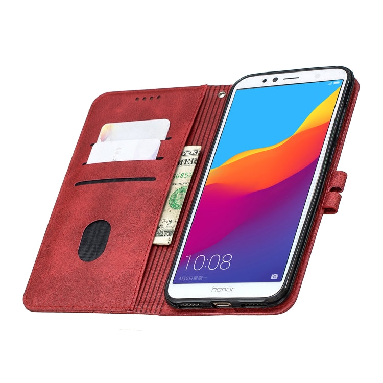 For Huawei Honor 7A Y6 2018 / Stitching Style 2-Color Cow Texture Horizontal Flip PU Leather Case with Holder & Card Slot & Lanyard