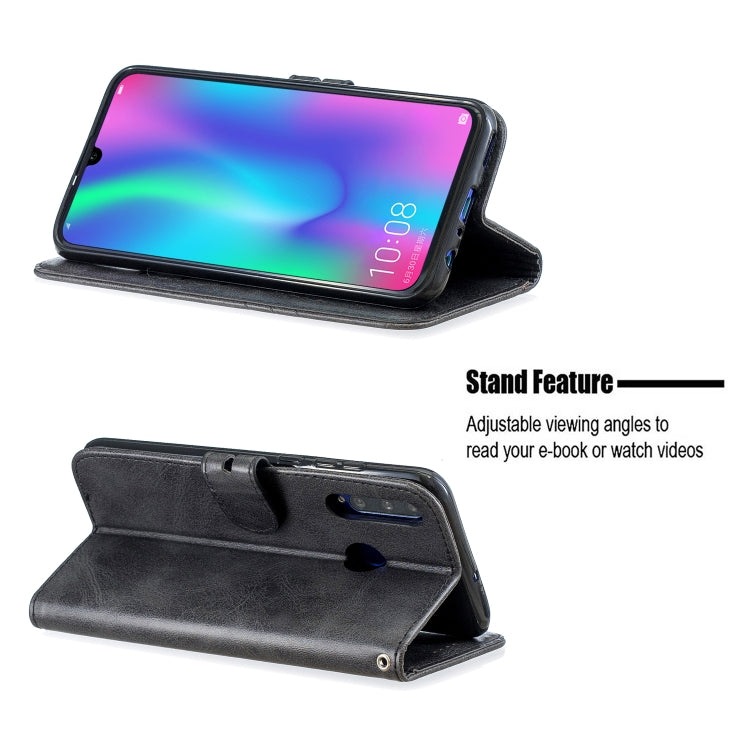 For Huawei Honor 10 Lite Stitching Style 2-Color Cow Texture Horizontal Flip PU Leather Case with Holder & Card Slot & Lanyard