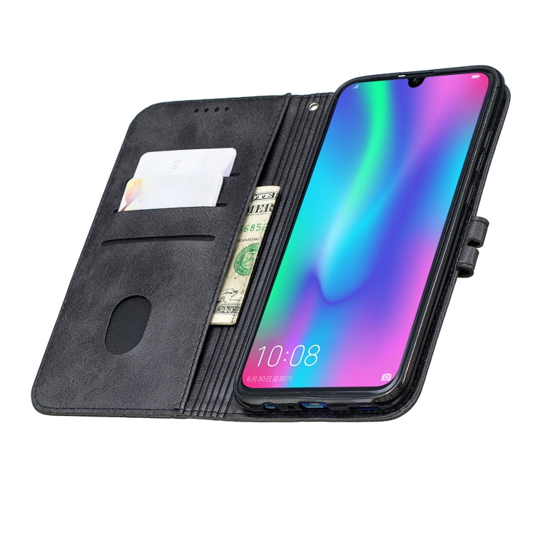 For Huawei Honor 10 Lite Stitching Style 2-Color Cow Texture Horizontal Flip PU Leather Case with Holder & Card Slot & Lanyard