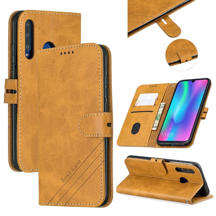 For Huawei Honor 10 Lite Stitching Style 2-Color Cow Texture Horizontal Flip PU Leather Case with Holder & Card Slot & Lanyard