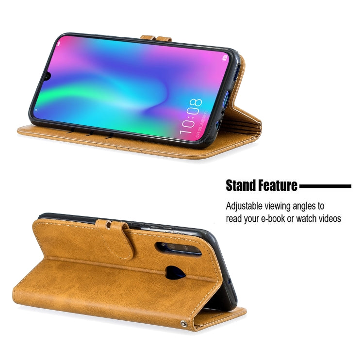 For Huawei Honor 10 Lite Stitching Style 2-Color Cow Texture Horizontal Flip PU Leather Case with Holder & Card Slot & Lanyard