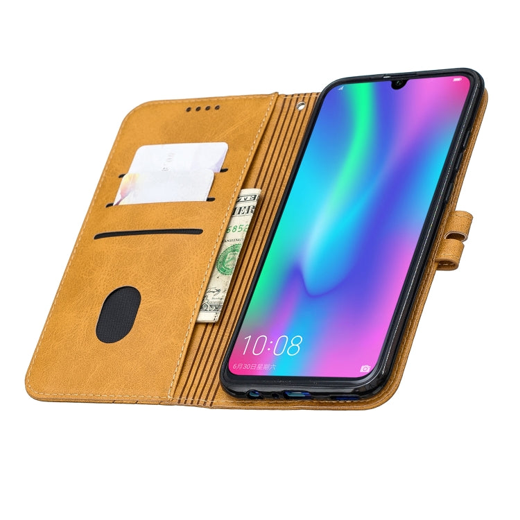 For Huawei Honor 10 Lite Stitching Style 2-Color Cow Texture Horizontal Flip PU Leather Case with Holder & Card Slot & Lanyard