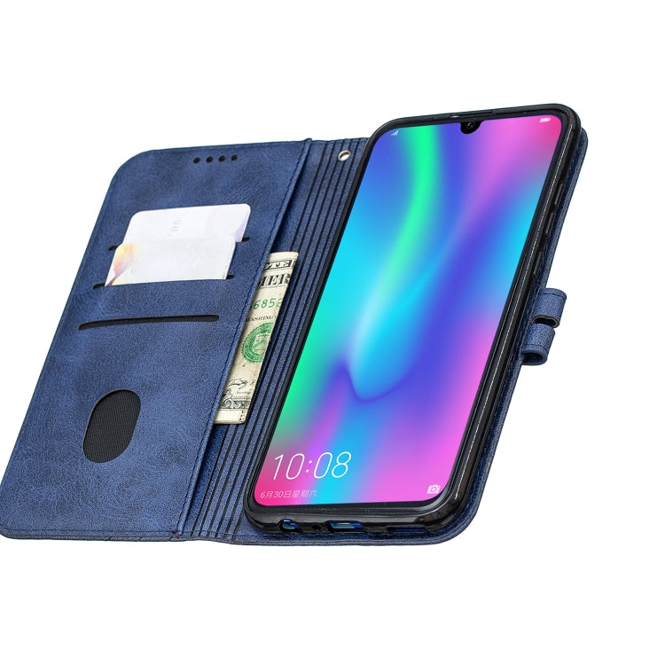 For Huawei Honor 10 Lite Stitching Style 2-Color Cow Texture Horizontal Flip PU Leather Case with Holder & Card Slot & Lanyard