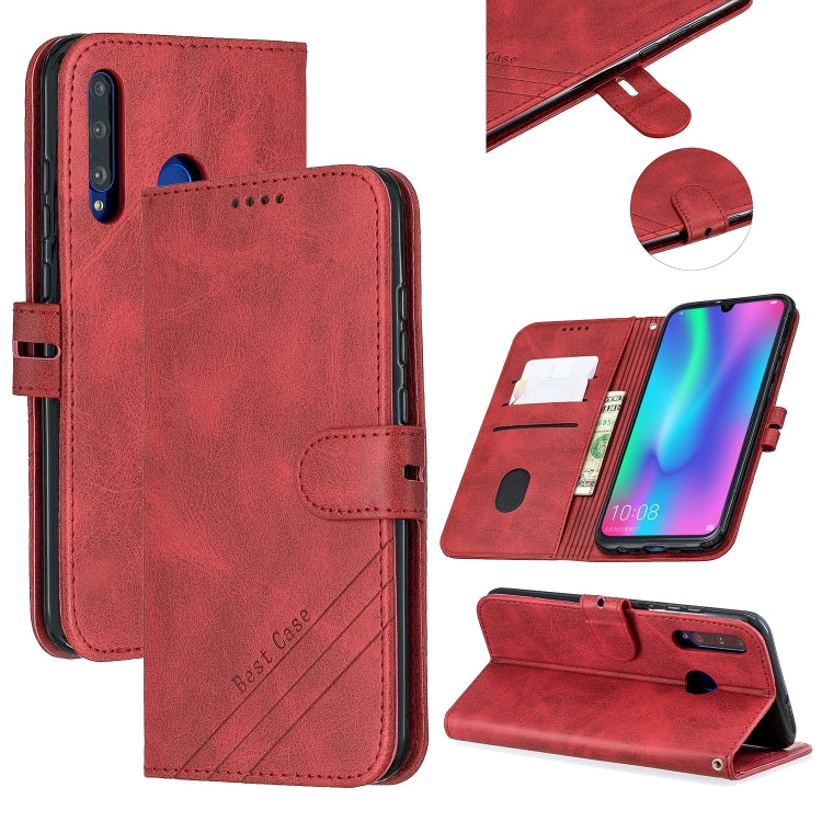 For Huawei Honor 10 Lite Stitching Style 2-Color Cow Texture Horizontal Flip PU Leather Case with Holder & Card Slot & Lanyard