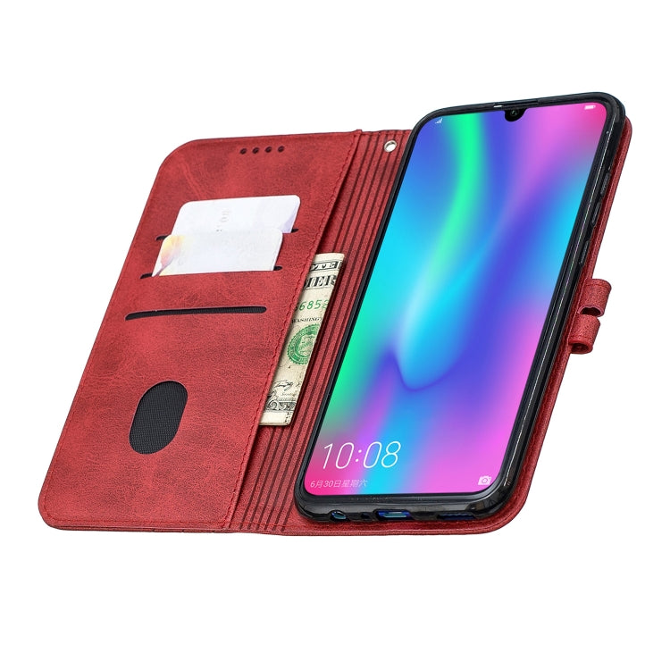 For Huawei Honor 10 Lite Stitching Style 2-Color Cow Texture Horizontal Flip PU Leather Case with Holder & Card Slot & Lanyard