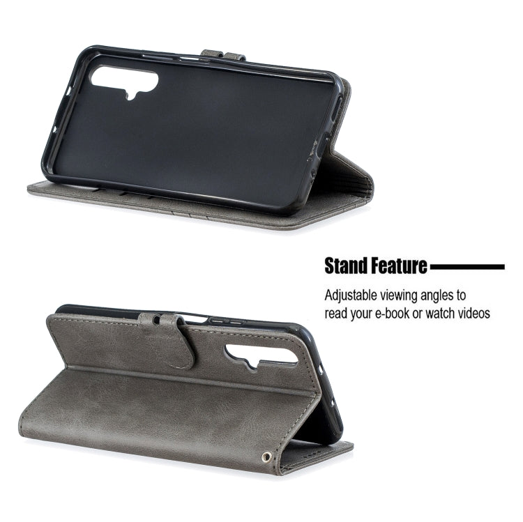 For Huawei Honor 20 Stitching Style 2-Color Cow Texture Horizontal Flip PU Leather Case with Holder & Card Slot & Lanyard
