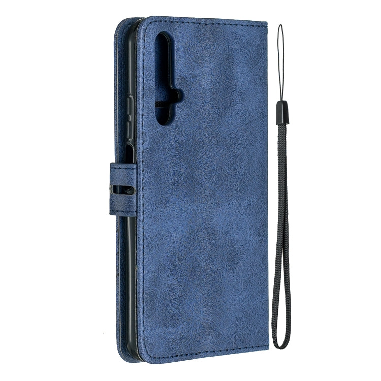 For Huawei Honor 20 Stitching Style 2-Color Cow Texture Horizontal Flip PU Leather Case with Holder & Card Slot & Lanyard