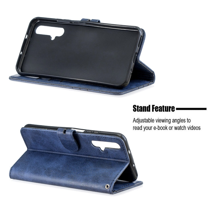 For Huawei Honor 20 Stitching Style 2-Color Cow Texture Horizontal Flip PU Leather Case with Holder & Card Slot & Lanyard