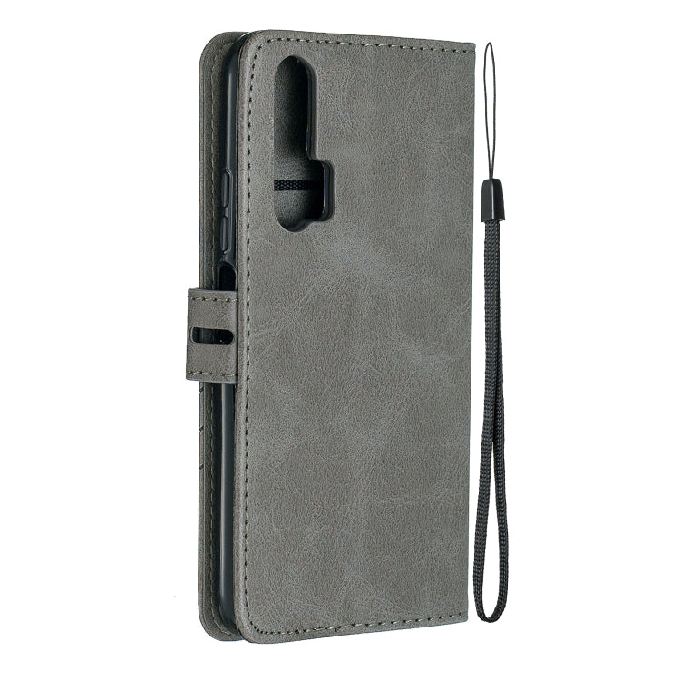 For Huawei Honor 20 Pro Stitching Style 2-Color Cow Texture Horizontal Flip PU Leather Case with Holder & Card Slot & Lanyard