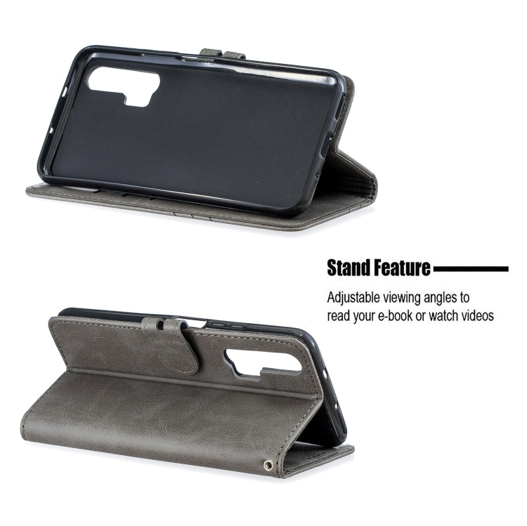 For Huawei Honor 20 Pro Stitching Style 2-Color Cow Texture Horizontal Flip PU Leather Case with Holder & Card Slot & Lanyard