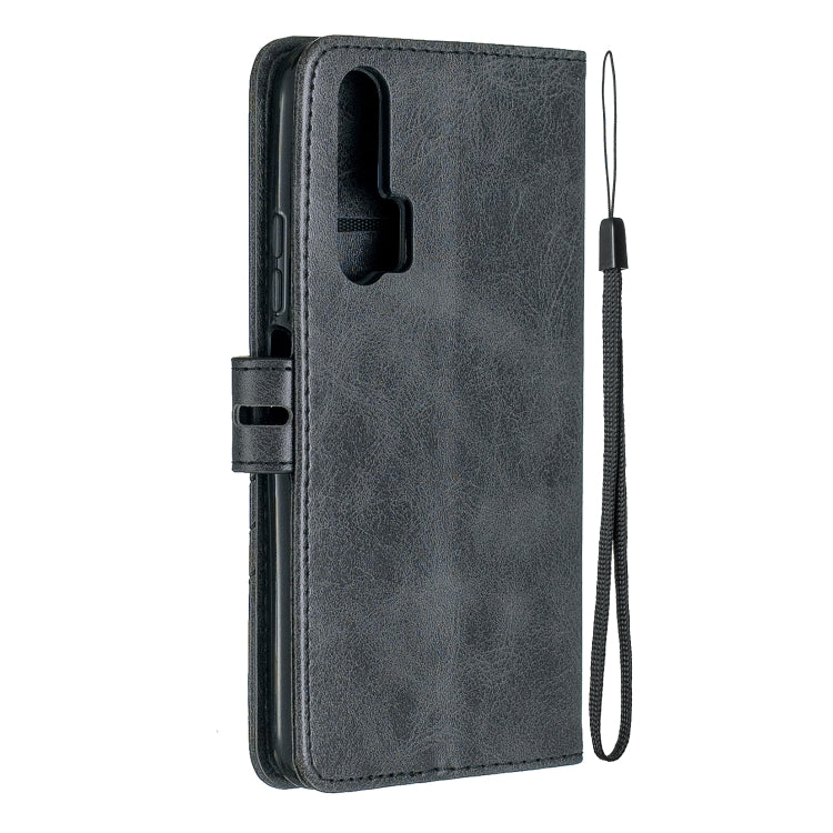 For Huawei Honor 20 Pro Stitching Style 2-Color Cow Texture Horizontal Flip PU Leather Case with Holder & Card Slot & Lanyard