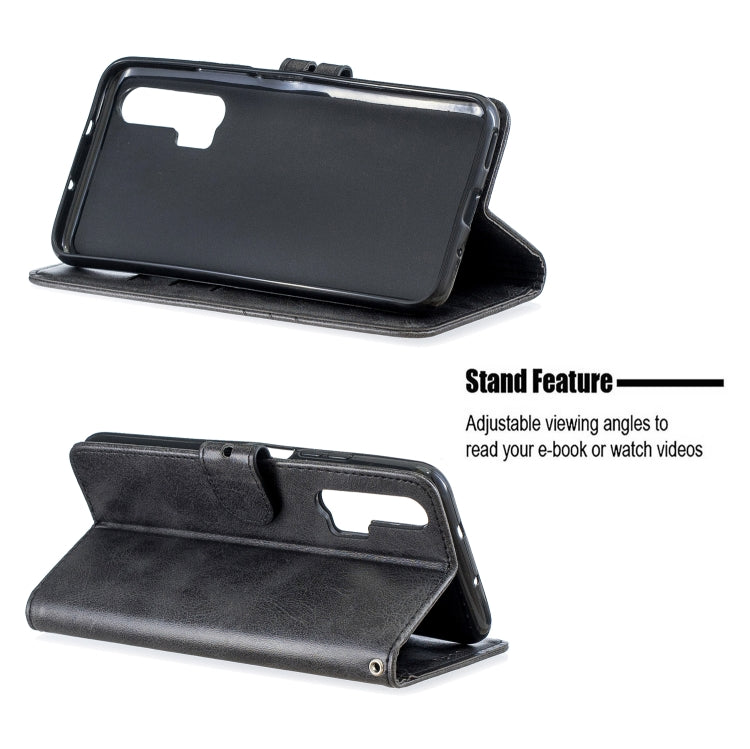 For Huawei Honor 20 Pro Stitching Style 2-Color Cow Texture Horizontal Flip PU Leather Case with Holder & Card Slot & Lanyard