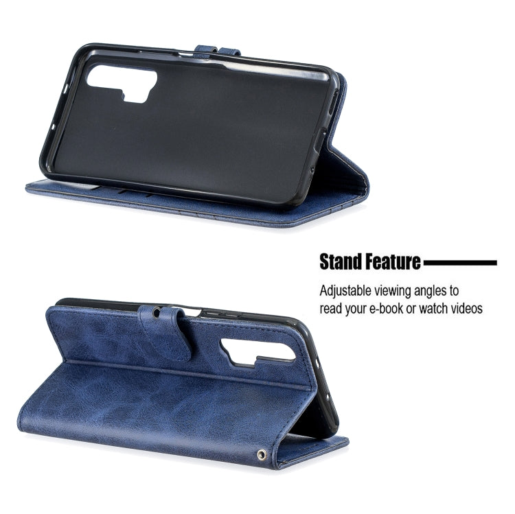 For Huawei Honor 20 Pro Stitching Style 2-Color Cow Texture Horizontal Flip PU Leather Case with Holder & Card Slot & Lanyard