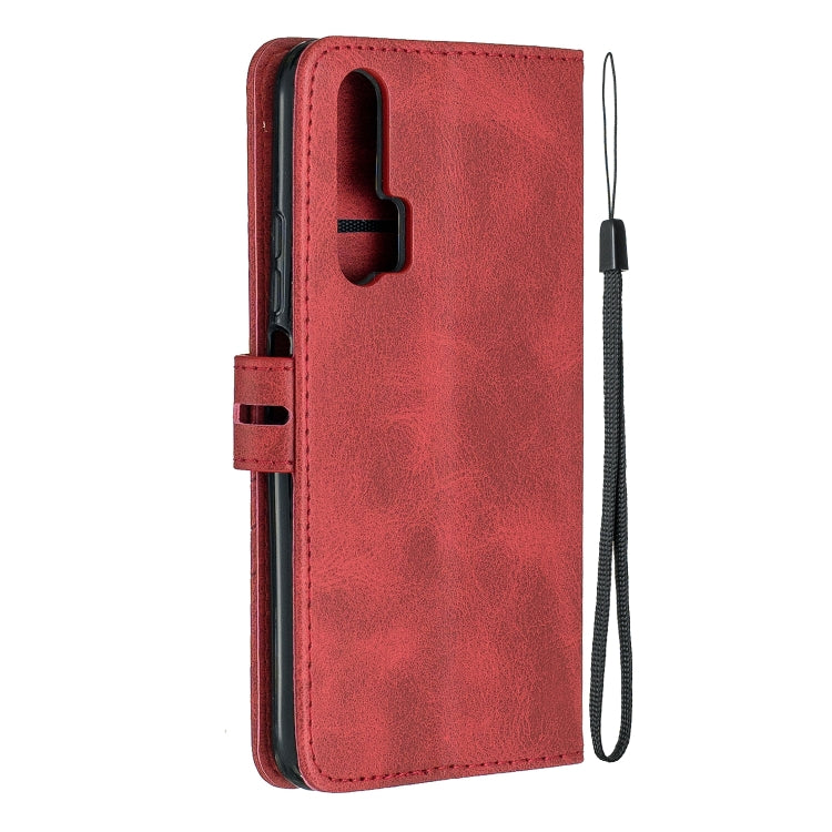 For Huawei Honor 20 Pro Stitching Style 2-Color Cow Texture Horizontal Flip PU Leather Case with Holder & Card Slot & Lanyard