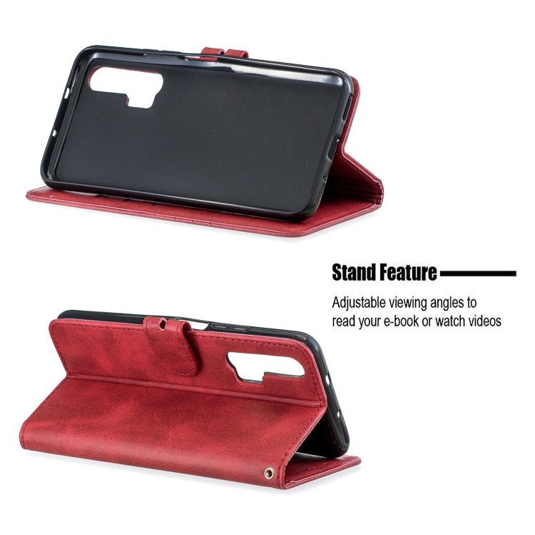 For Huawei Honor 20 Pro Stitching Style 2-Color Cow Texture Horizontal Flip PU Leather Case with Holder & Card Slot & Lanyard