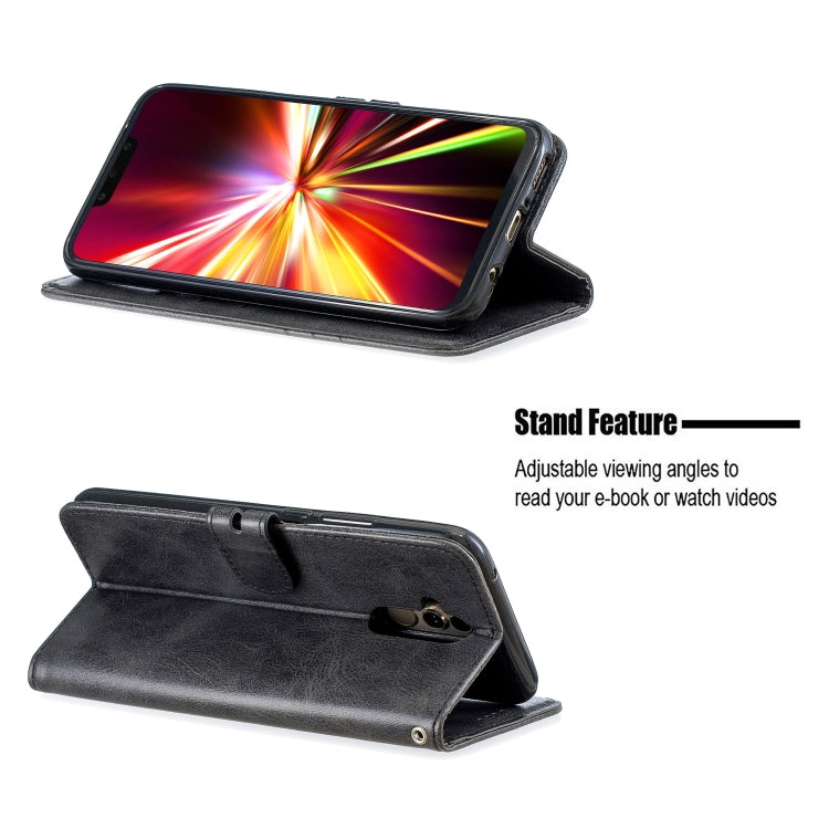 For Huawei Mate 20 Lite Stitching Style 2-Color Cow Texture Horizontal Flip PU Leather Case with Holder & Card Slot & Lanyard