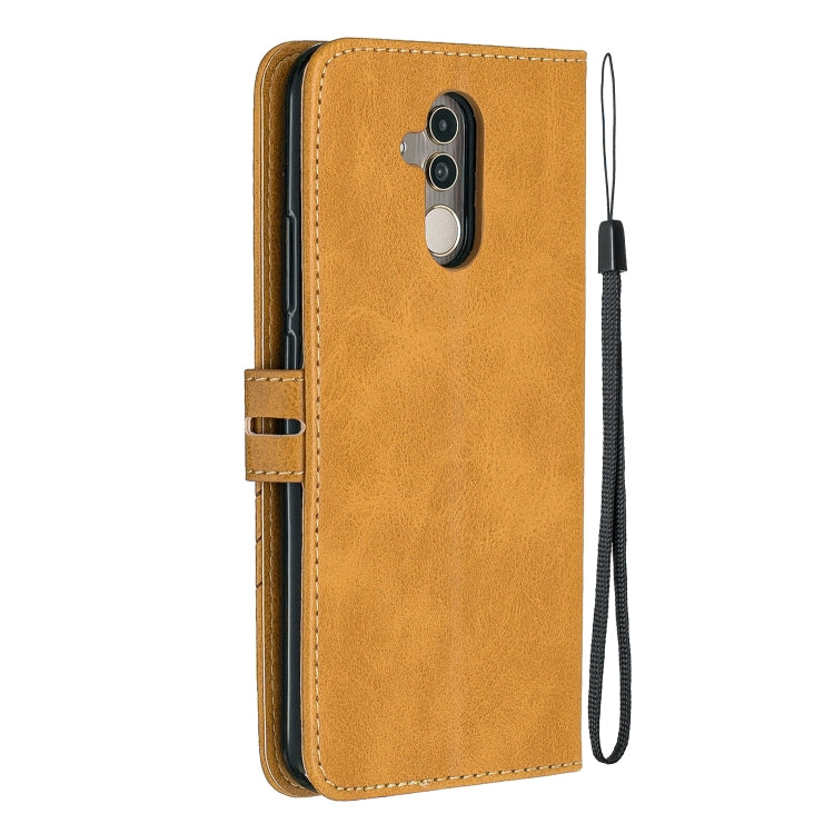 For Huawei Mate 20 Lite Stitching Style 2-Color Cow Texture Horizontal Flip PU Leather Case with Holder & Card Slot & Lanyard