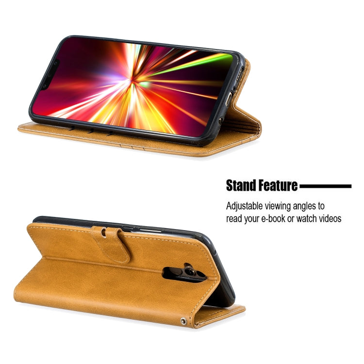 For Huawei Mate 20 Lite Stitching Style 2-Color Cow Texture Horizontal Flip PU Leather Case with Holder & Card Slot & Lanyard