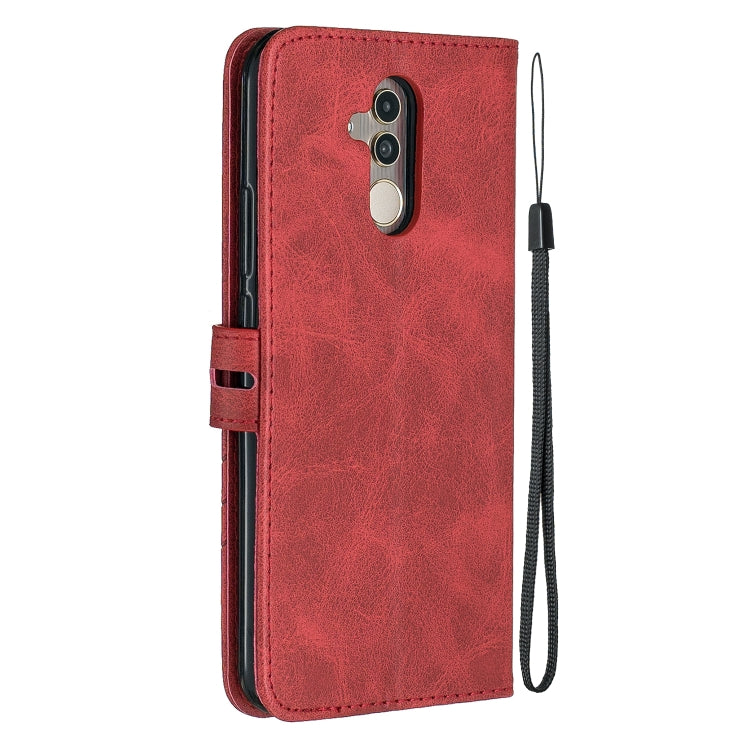 For Huawei Mate 20 Lite Stitching Style 2-Color Cow Texture Horizontal Flip PU Leather Case with Holder & Card Slot & Lanyard