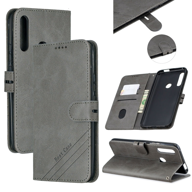 For Huawei P Smart Z Stitching Style 2-Color Cow Texture Horizontal Flip PU Leather Case with Holder & Card Slot & Lanyard