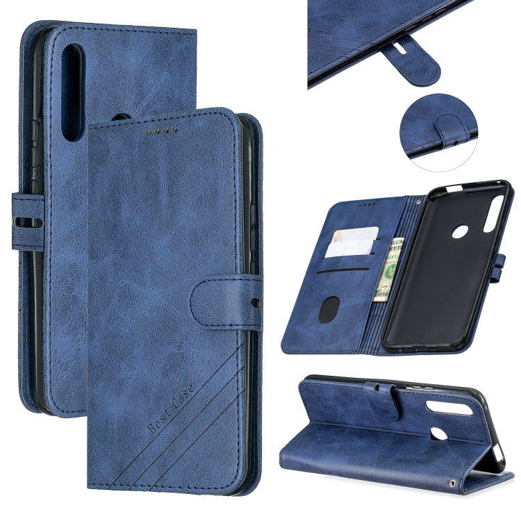 For Huawei P Smart Z Stitching Style 2-Color Cow Texture Horizontal Flip PU Leather Case with Holder & Card Slot & Lanyard
