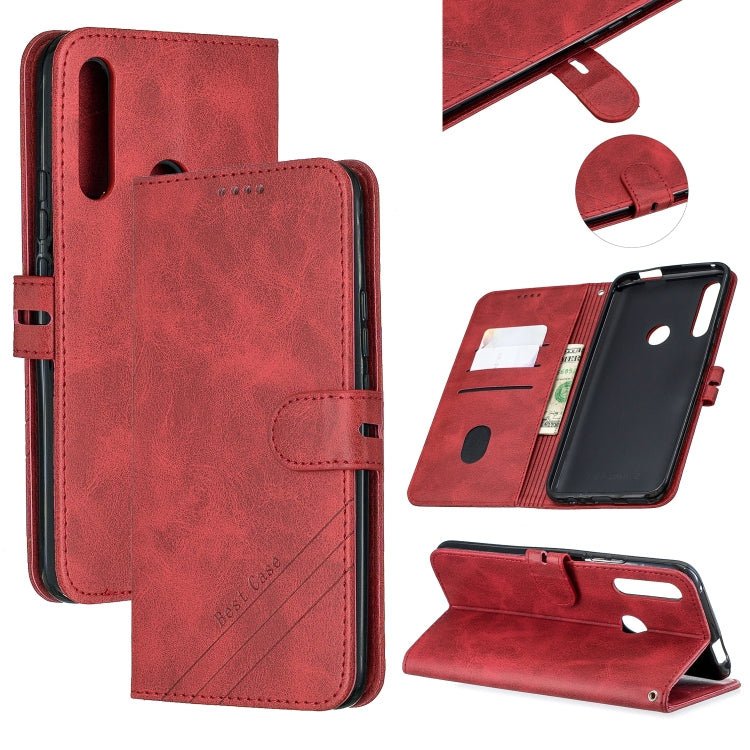 For Huawei P Smart Z Stitching Style 2-Color Cow Texture Horizontal Flip PU Leather Case with Holder & Card Slot & Lanyard