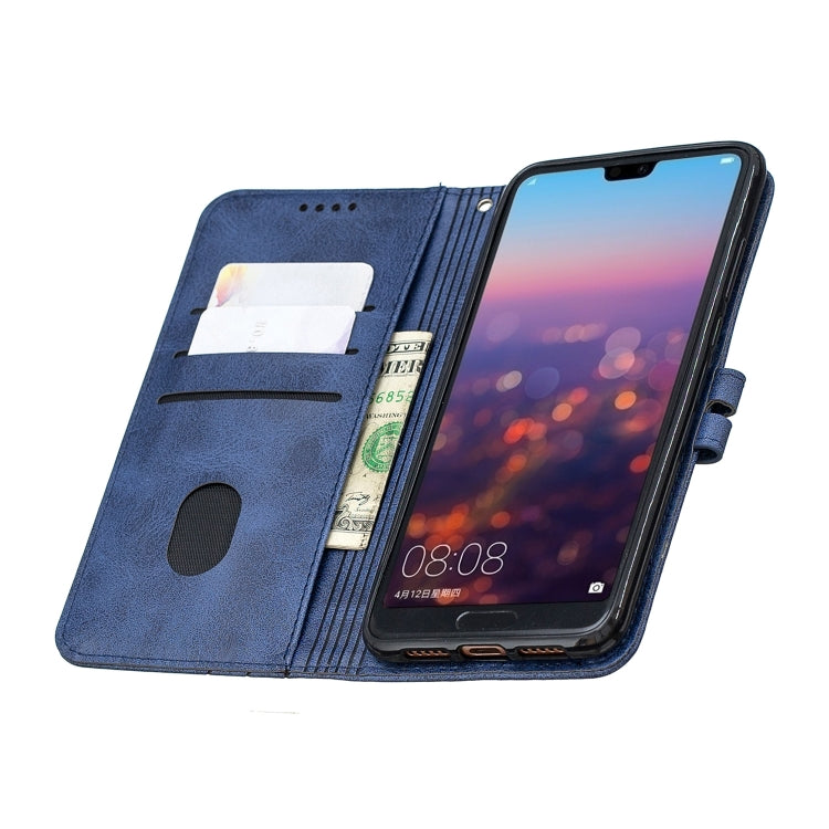 For Huawei P20 Stitching Style 2-Color Cow Texture Horizontal Flip PU Leather Case with Holder & Card Slot & Lanyard