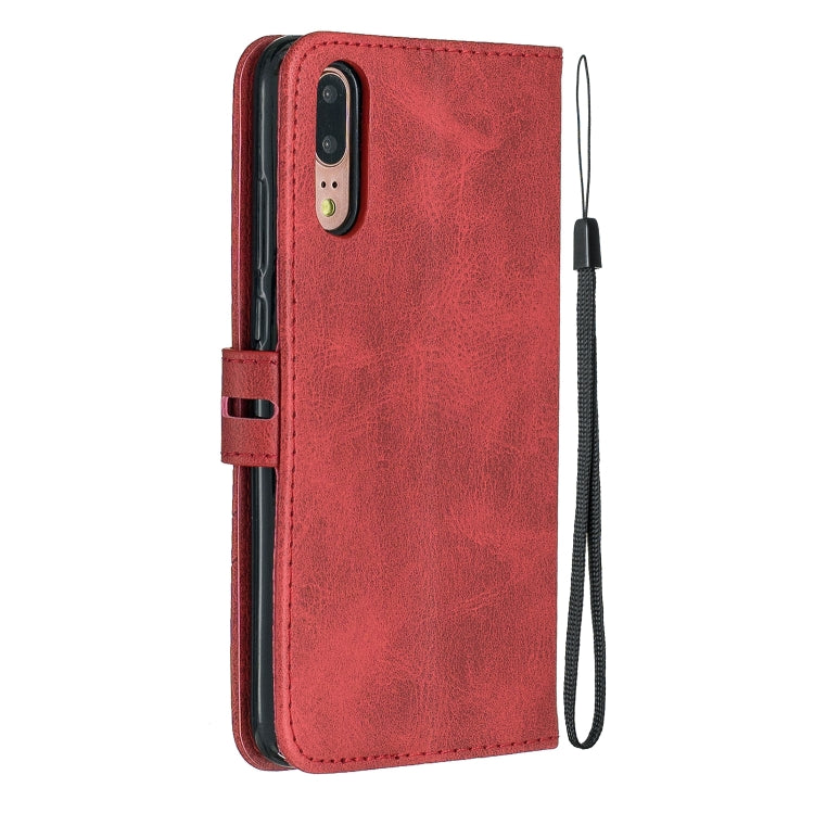For Huawei P20 Stitching Style 2-Color Cow Texture Horizontal Flip PU Leather Case with Holder & Card Slot & Lanyard