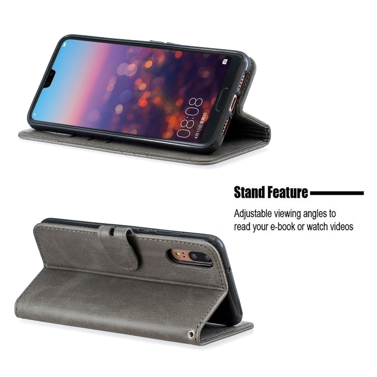 For Huawei P20 Lite Stitching Style 2-Color Cow Texture Horizontal Flip PU Leather Case with Holder & Card Slot & Lanyard