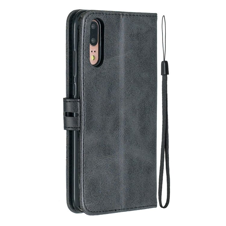 For Huawei P20 Lite Stitching Style 2-Color Cow Texture Horizontal Flip PU Leather Case with Holder & Card Slot & Lanyard