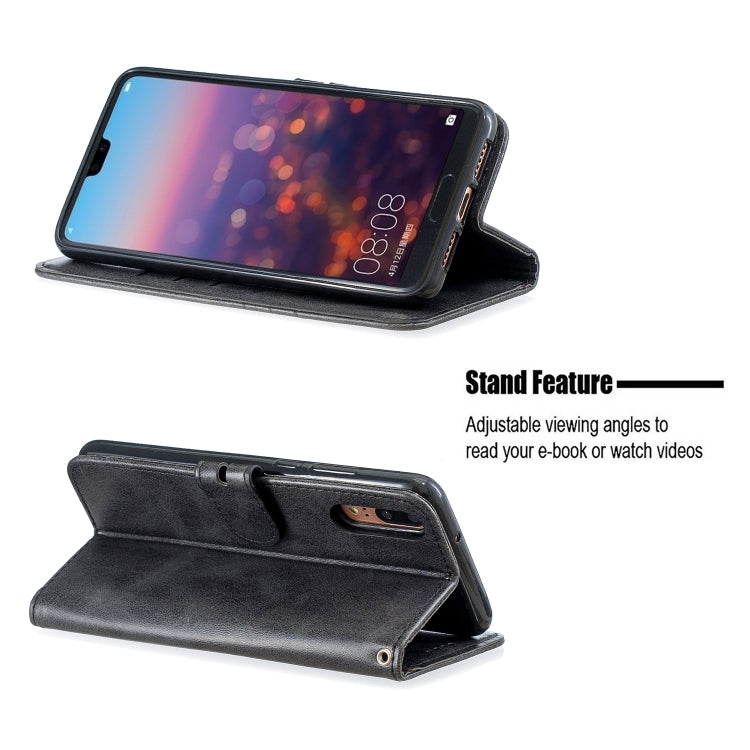 For Huawei P20 Lite Stitching Style 2-Color Cow Texture Horizontal Flip PU Leather Case with Holder & Card Slot & Lanyard