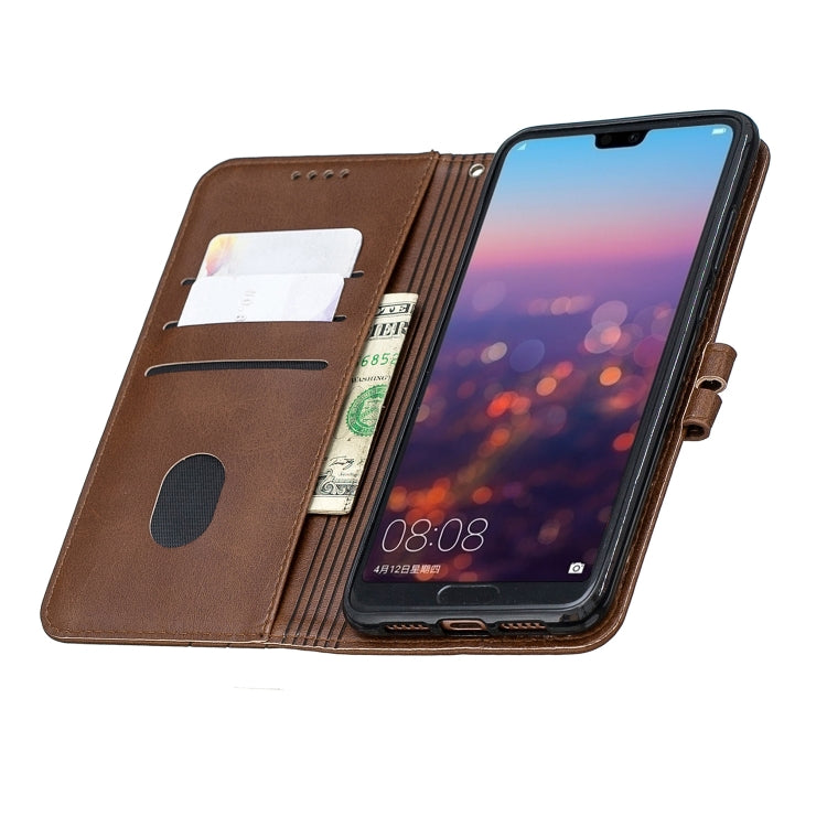 For Huawei P20 Lite Stitching Style 2-Color Cow Texture Horizontal Flip PU Leather Case with Holder & Card Slot & Lanyard