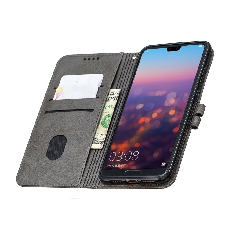 For Huawei P20 Lite 2019 / Stitching Style 2-Color Cow Texture Horizontal Flip PU Leather Case with Holder & Card Slot & Lanyard