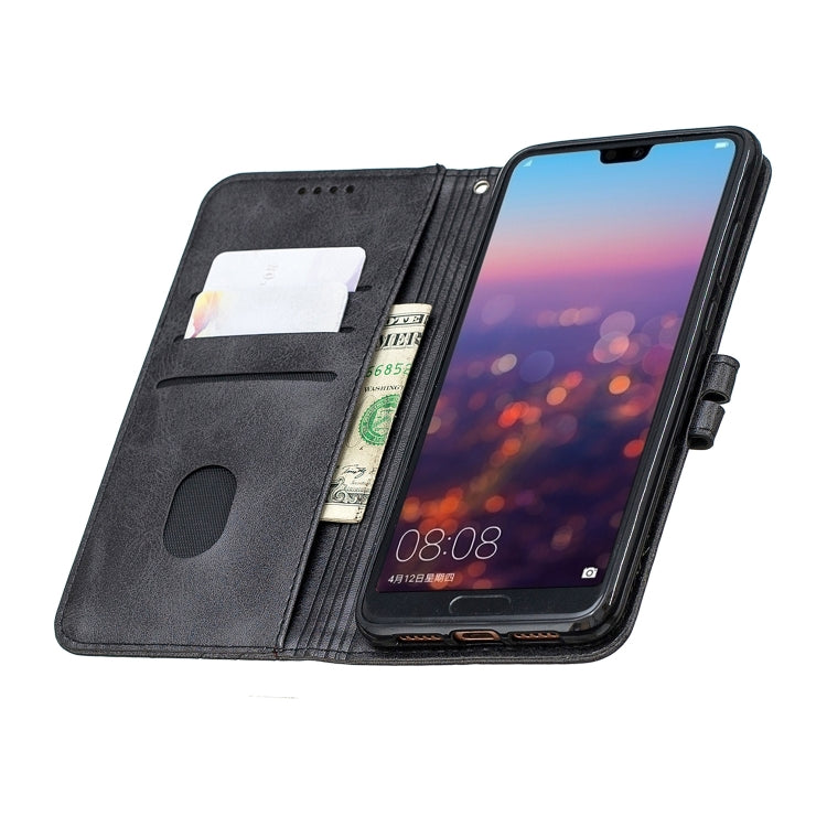 For Huawei P20 Lite 2019 / Stitching Style 2-Color Cow Texture Horizontal Flip PU Leather Case with Holder & Card Slot & Lanyard