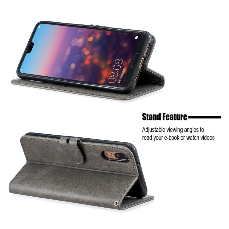 For Huawei P20 Pro Stitching Style 2-Color Cow Texture Horizontal Flip PU Leather Case with Holder & Card Slot & Lanyard