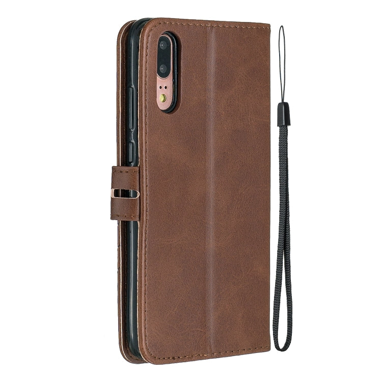 For Huawei P20 Pro Stitching Style 2-Color Cow Texture Horizontal Flip PU Leather Case with Holder & Card Slot & Lanyard