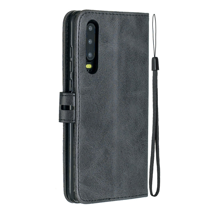 For Huawei P30 Stitching Style 2-Color Cow Texture Horizontal Flip PU Leather Case with Holder & Card Slot & Lanyard